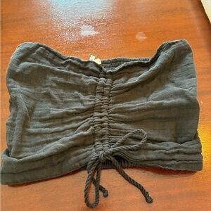 Aerie Charcoal Ruched Tube Top